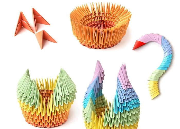 Krásna labuť v origami technike